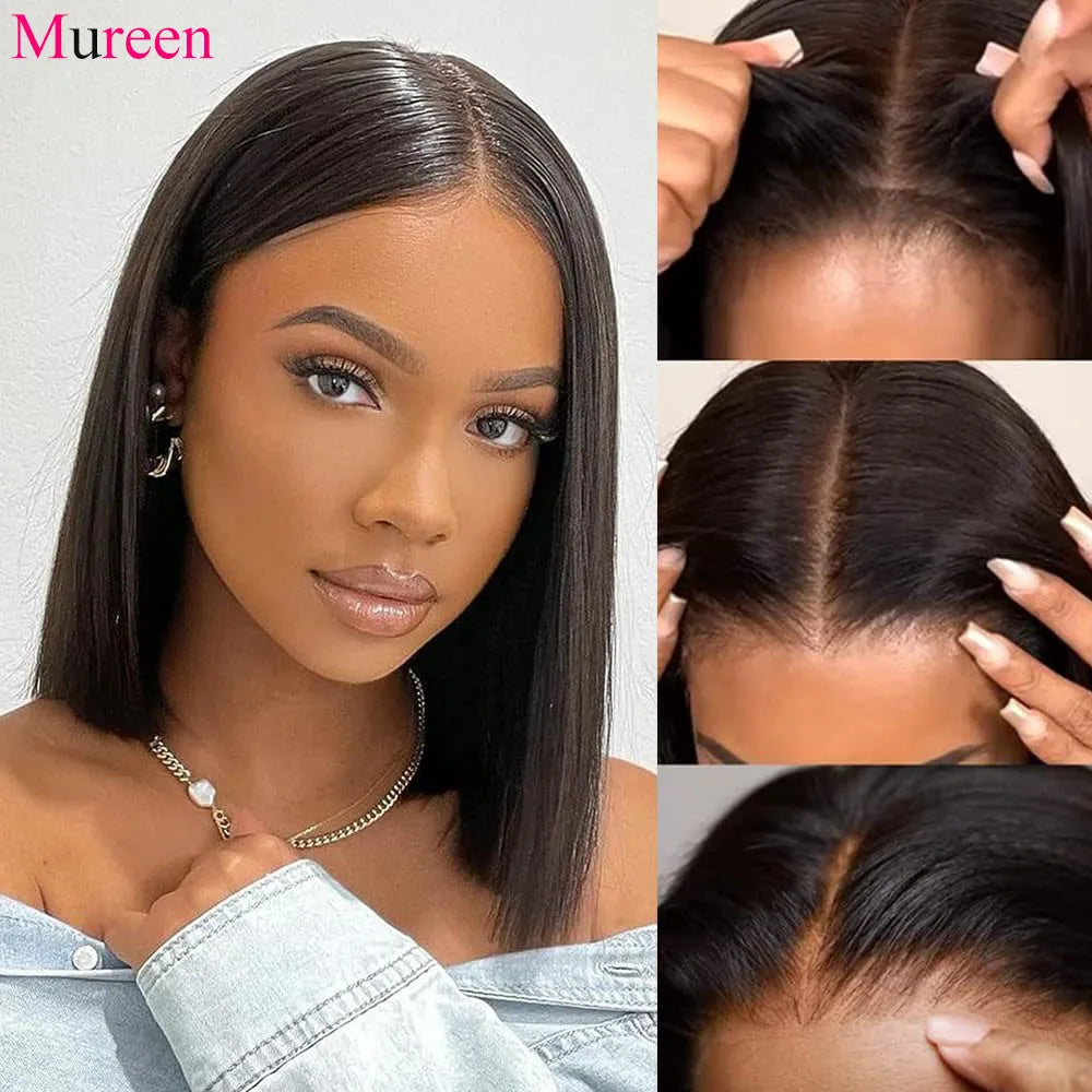 250% Density Straight Wear And Go Glueless Bob Wig For Women Ready To Go Human Hair Wigs 4x4 Lace Closure Wig 100% Human Hair
