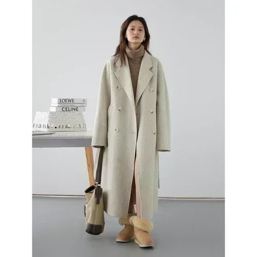 Women Long Double-sided Woolen Coats