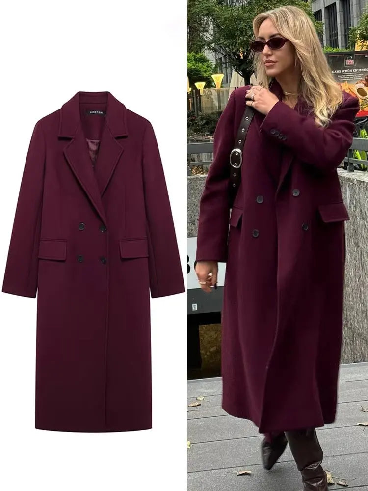Women Fashion Burgundy Coat