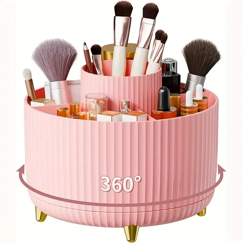 360° Rotating 5-Slot Makeup Brush & Vanity Organizer