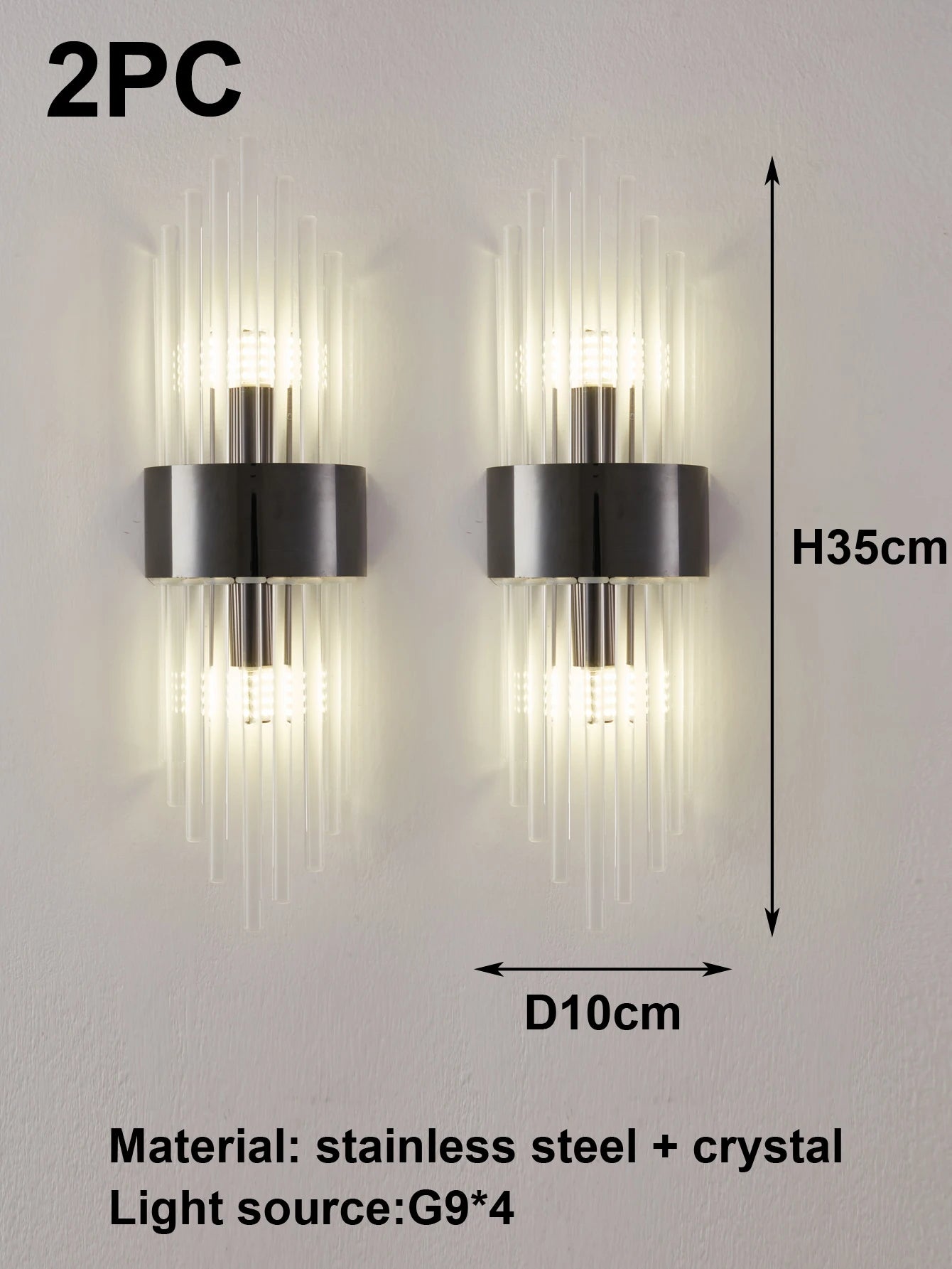 New Stainless Steel Crystal Wall Sconce Light
