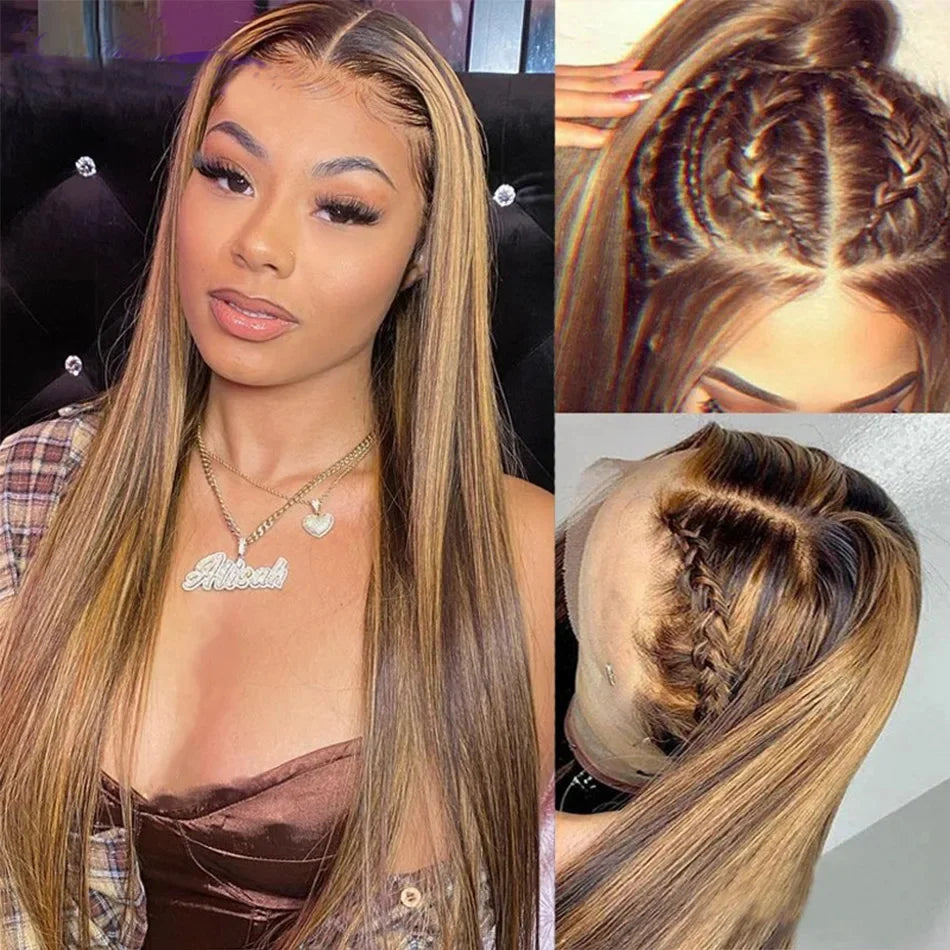 Highlight Wig 13x6 Hd Lace Frontal Wig Natural Hairline PrePlucked 30 Inch 13x4 Honey Blonde Straight Lace Front Wigs Human Hair