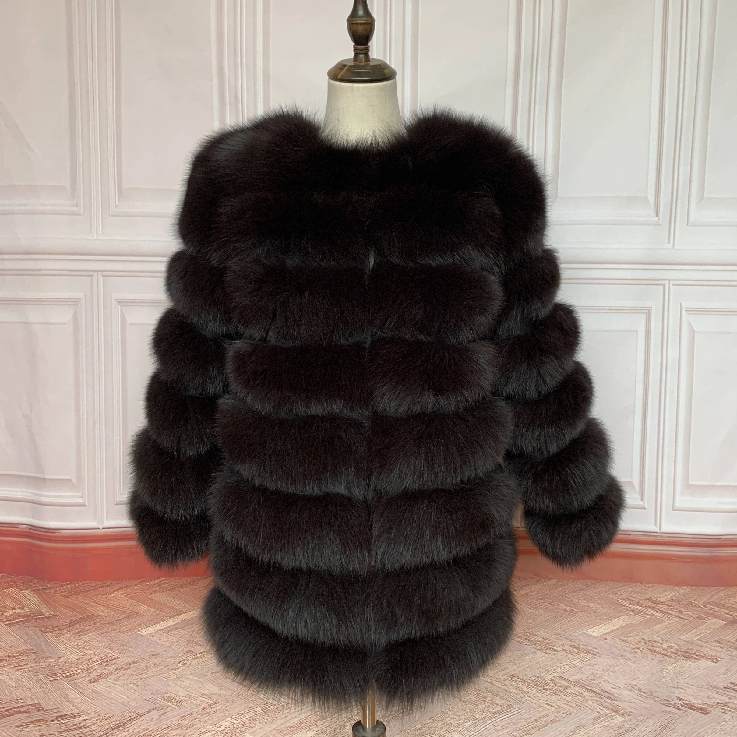 Women Fashion Real Natural Fox Fur Long Coat
