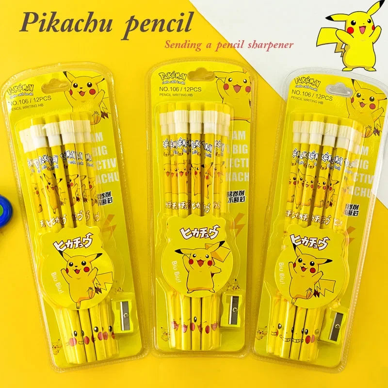 12pcs Pokémon Pikachu Pencil Set