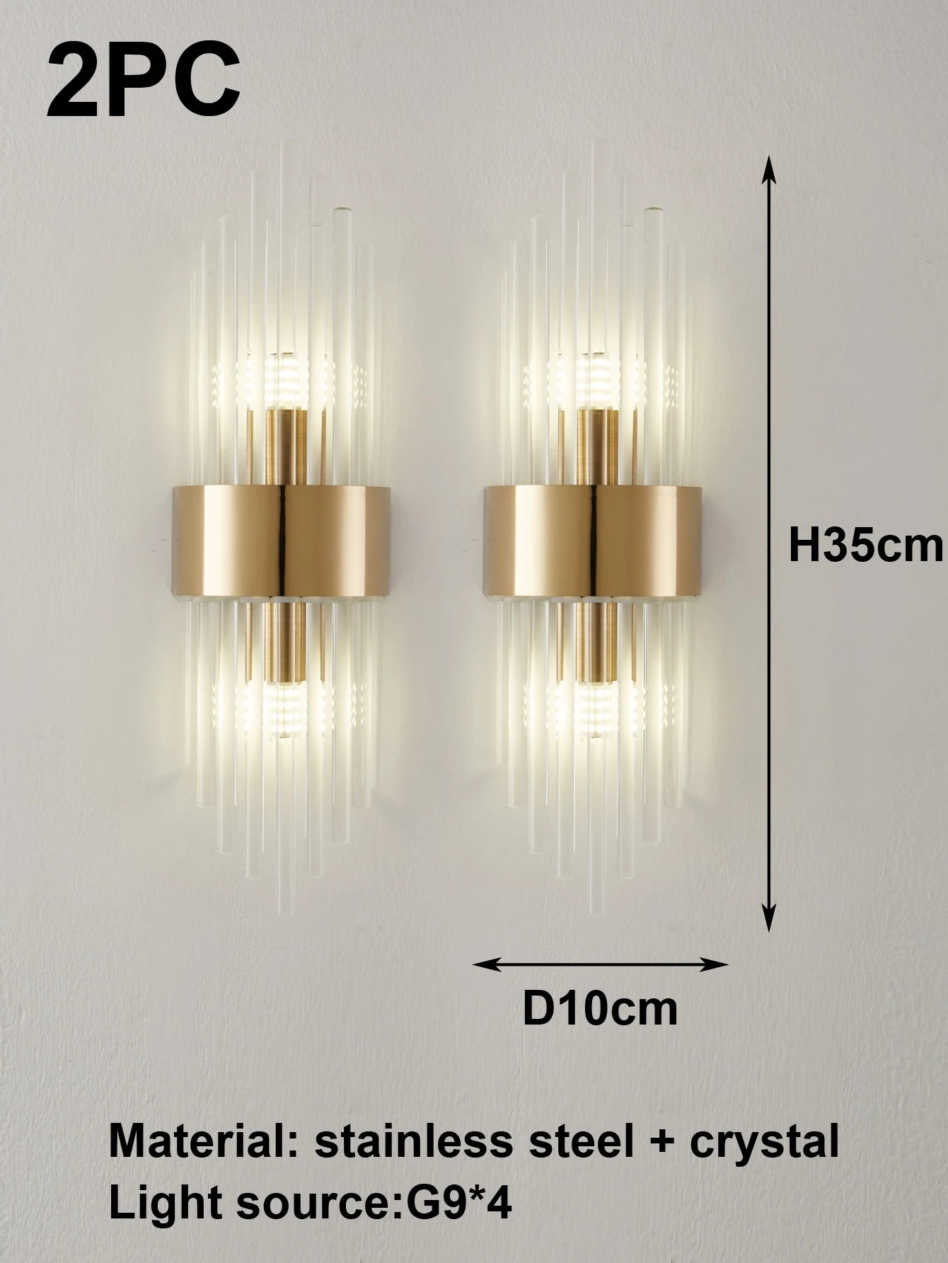 New Stainless Steel Crystal Wall Sconce Light