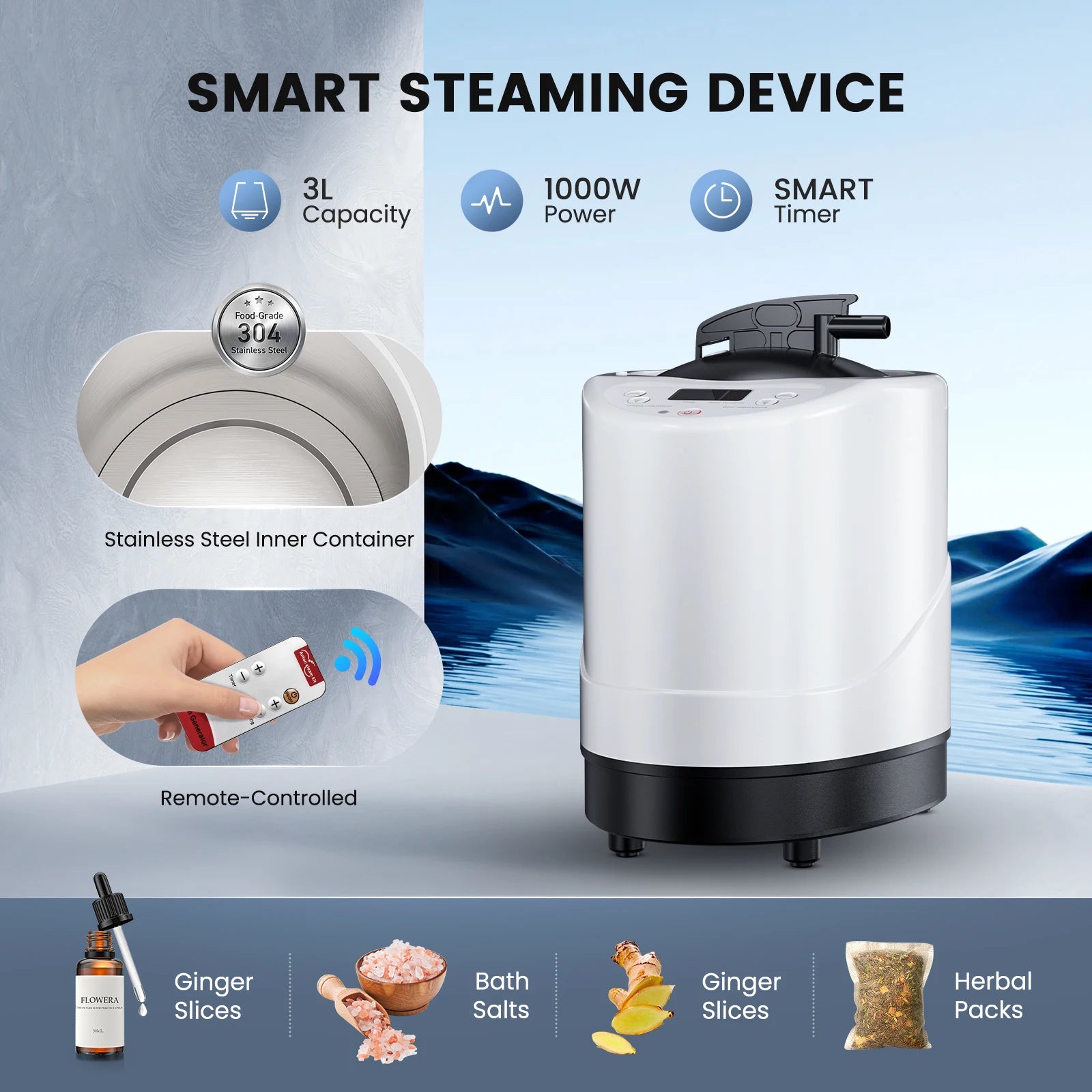 1000W Full Body Home Steam Sauna Set