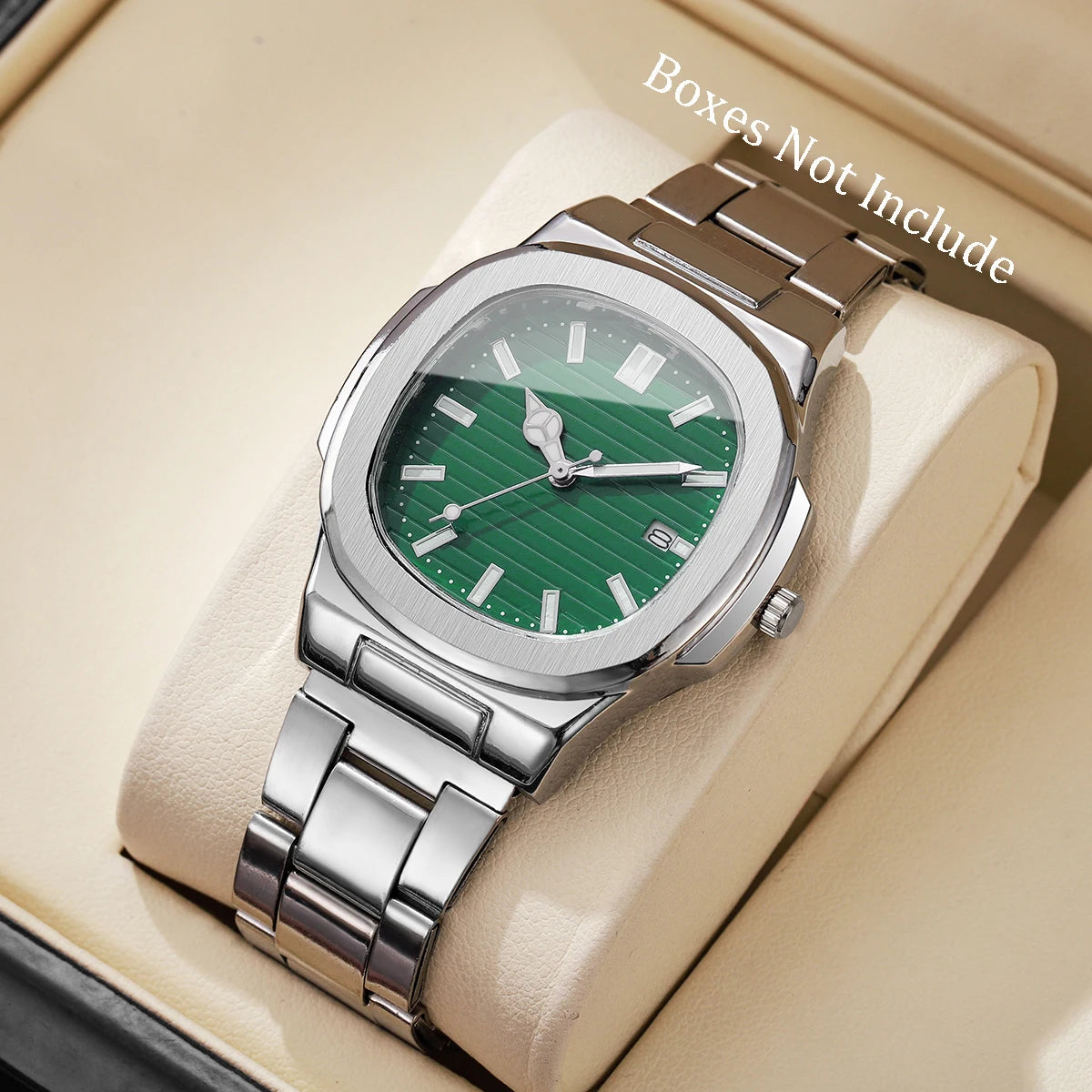 Men Fashion Business Square Dial Stainless Steel Strap Watch