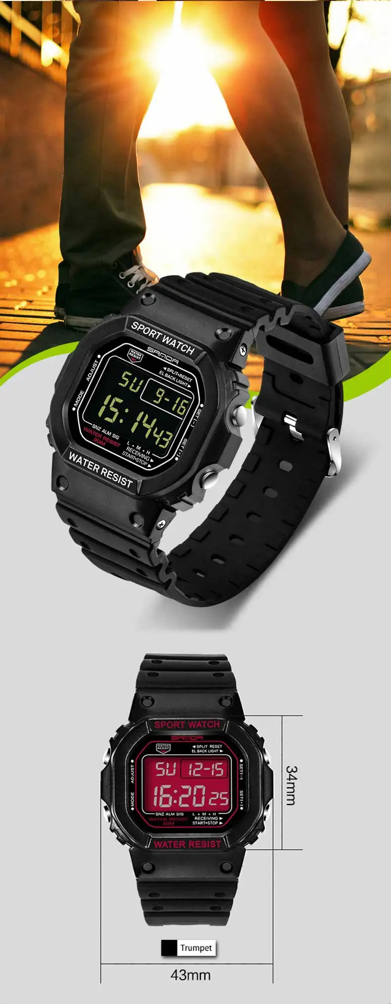 SANDA G Style LED Digital Sports Watch