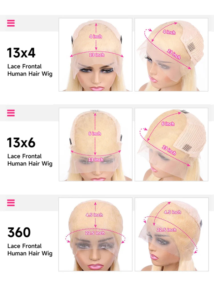 38 Inches 360 Lace Frontal Blonde 613 Wig