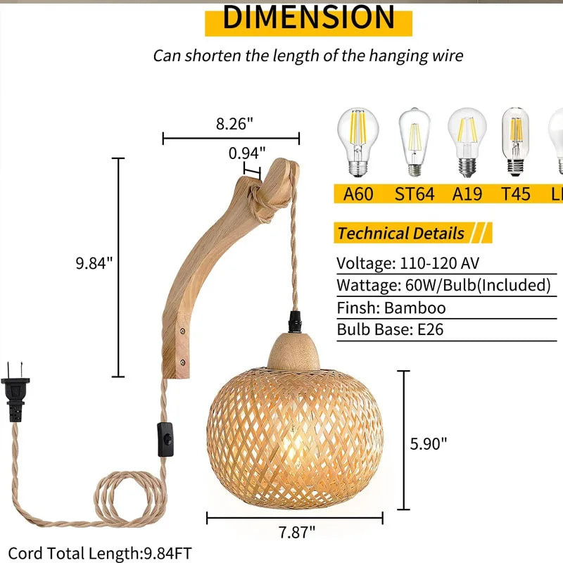 New Bamboo Lantern Wall Lamp