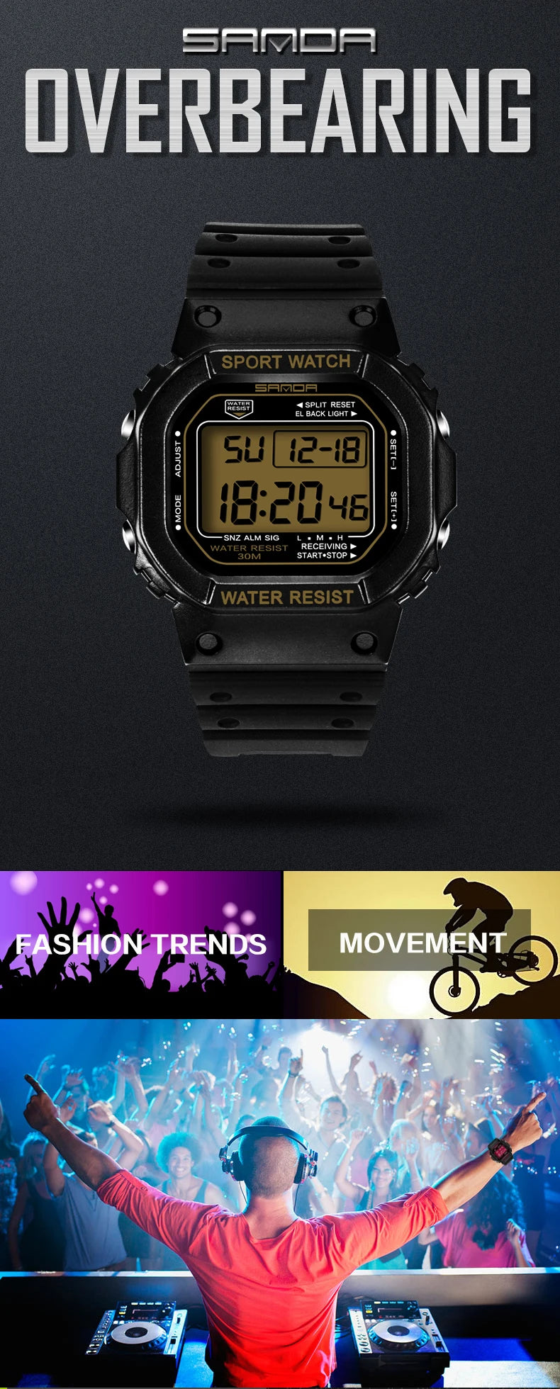SANDA G Style LED Digital Sports Watch