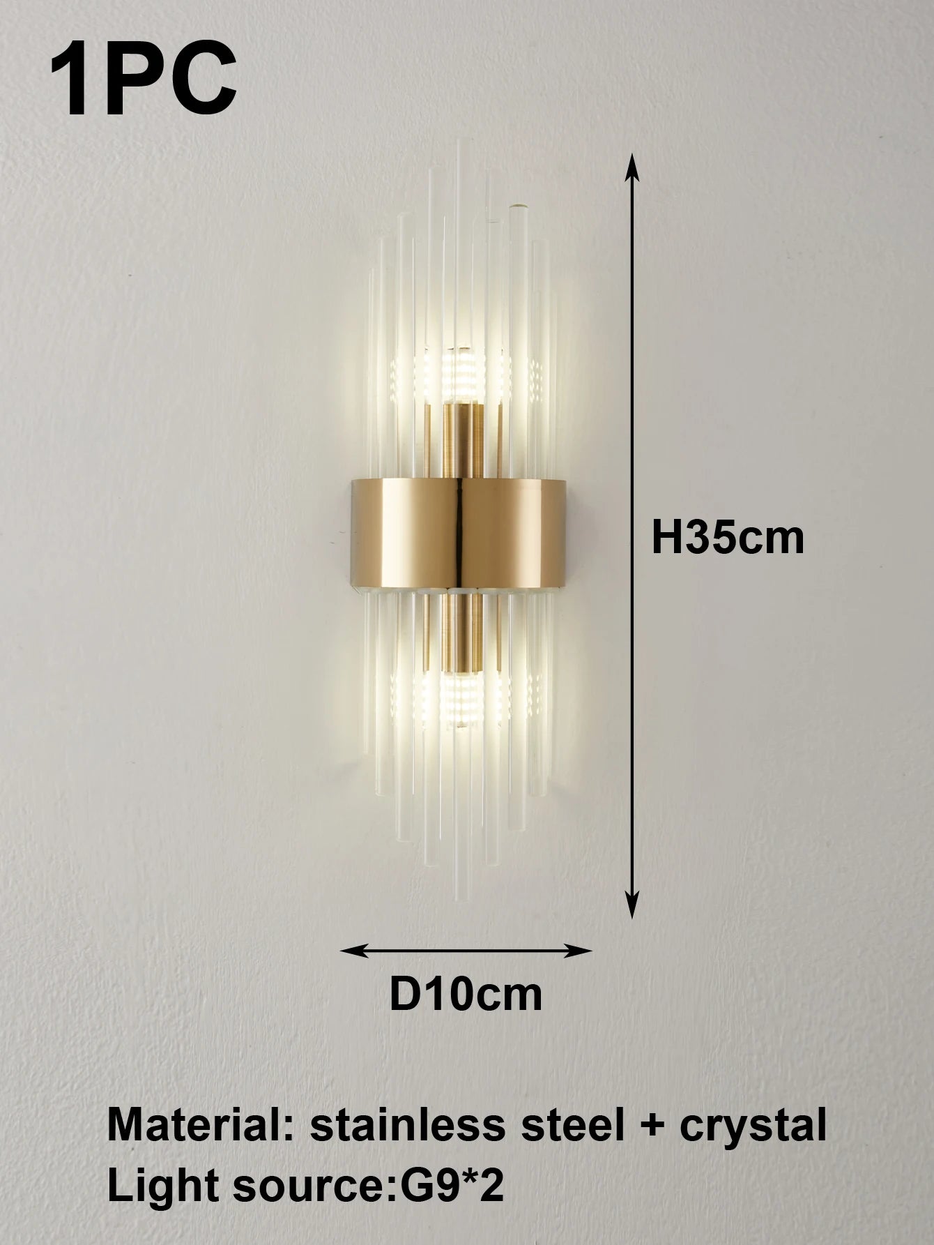 New Stainless Steel Crystal Wall Sconce Light