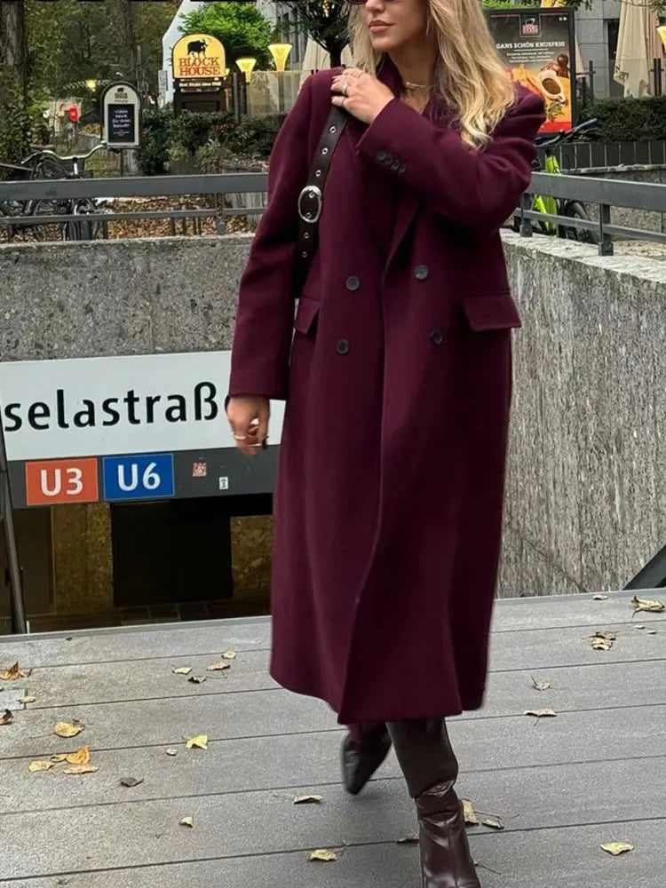 Women Fashion Burgundy Coat
