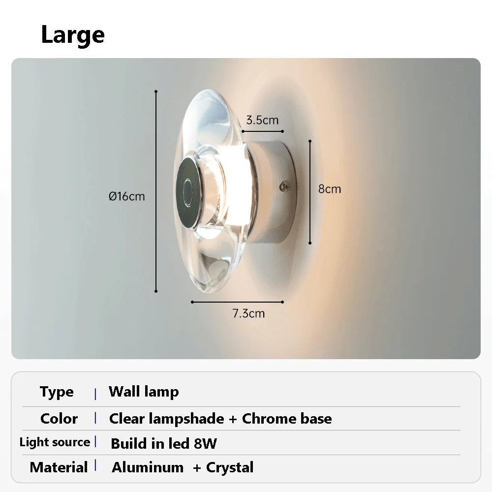 New Modern Round Crystal Bedside Lamp