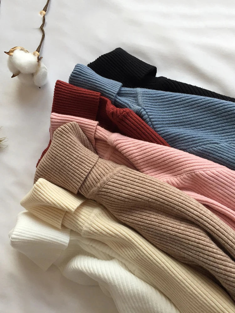 Women Knitted Ribbed Pullover Sweater