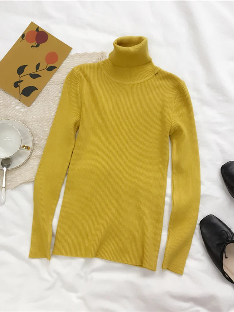 Women Knitted Ribbed Pullover Sweater