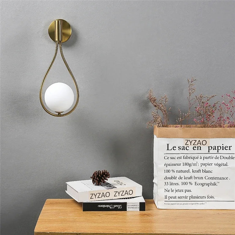 Modern Metal Glass Ball Wall Lamp