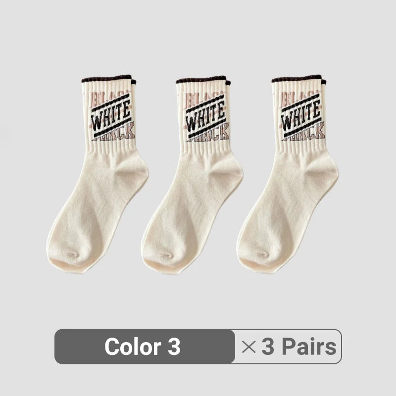 1/3/5/8 Pairs Retro American Men's Mid-rise Socks