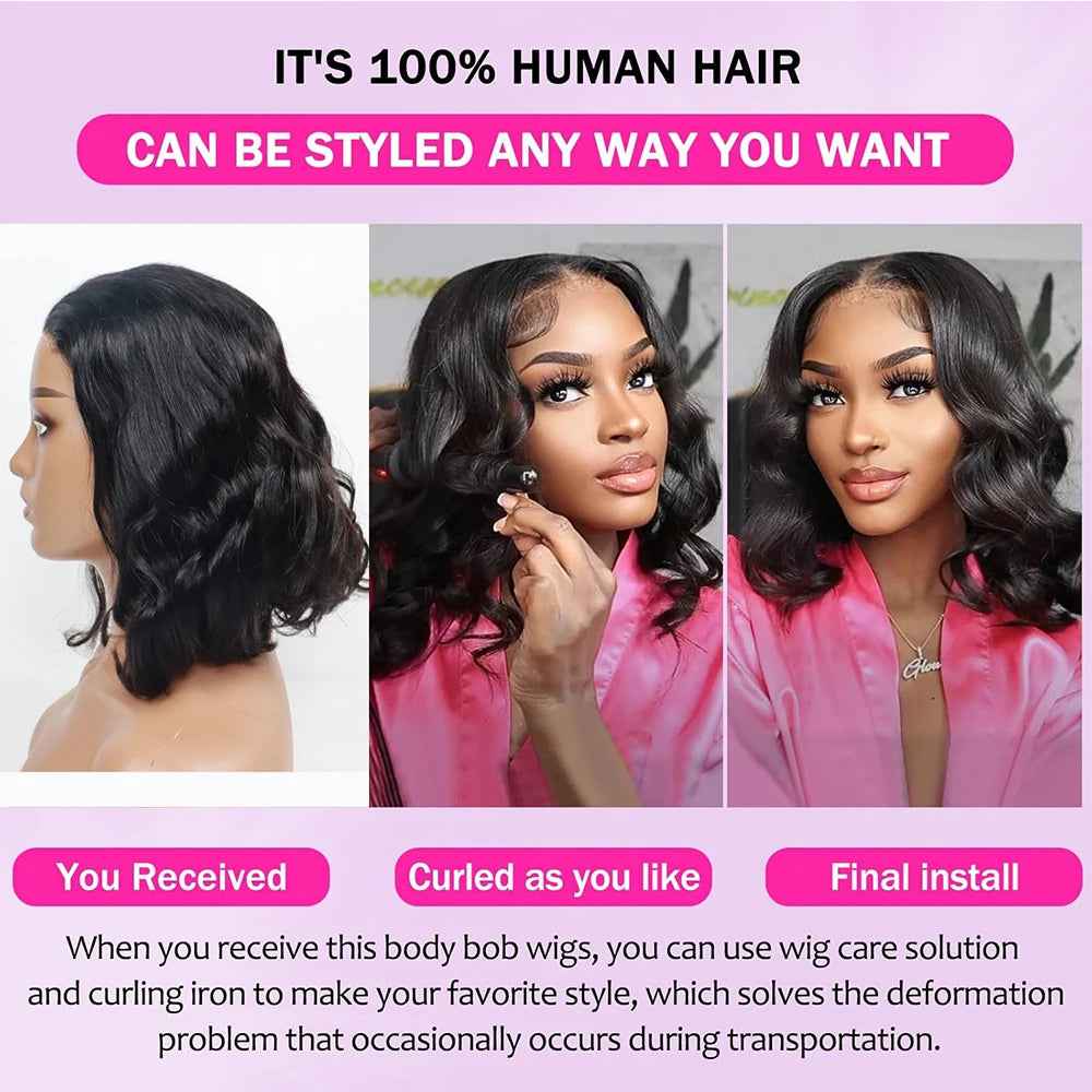 250% Density Body Wave Wear And Go Bob Wig