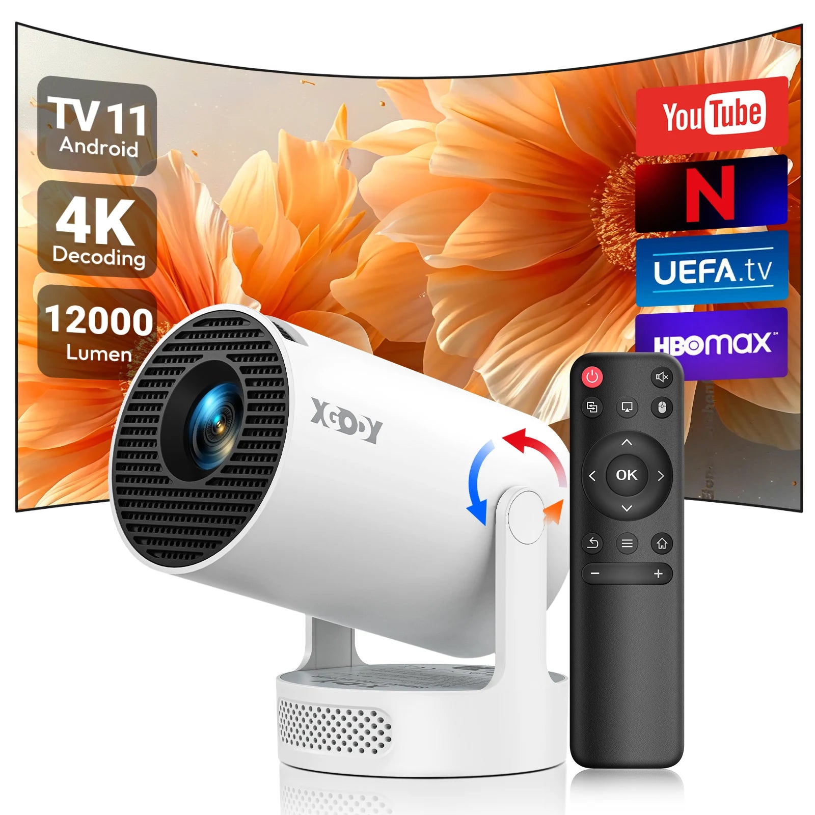 XGODY 4K/1080P LED Projector